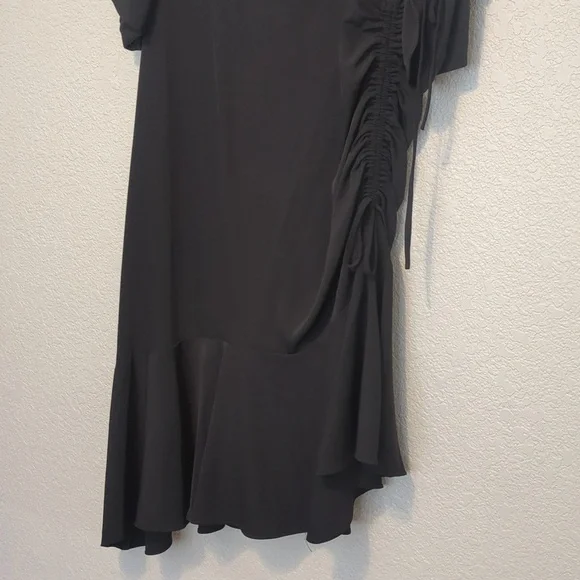 Rodarte x Universal Standard short ruched sleeve black midi sheath dress - Picture 6 of 13